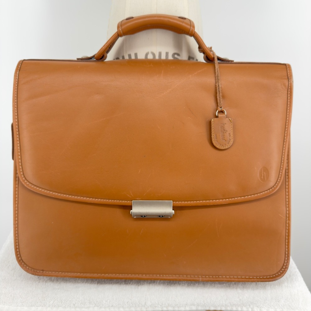 VTG Hartmann Tan Belting Leather Briefcase USA Combination Lock Satchel Attaché